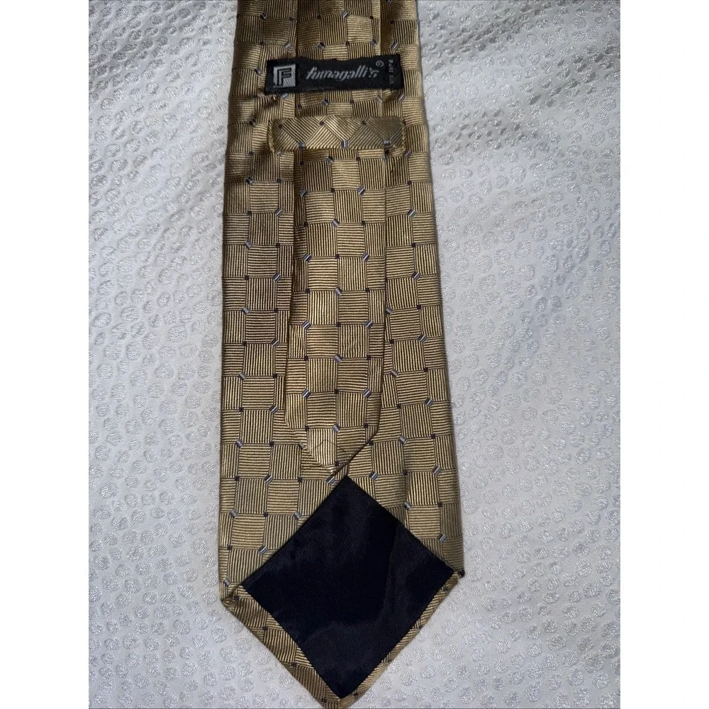 Fumagalli's Gold With Blue 100% Silk Men's Neck Tie B9